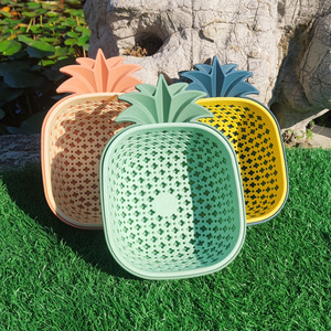 Panier à ananas en plastique double couche avec égouttoir, taille L, réutilisable, pour le rangement des légumes et fruits de cuisine, forme ovale, couleurs assorties - Product Image 1