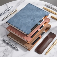 Carnet A5 en cuir PU vintage avec emplacement latéral pour stylo, design à encoche unique, journal professionnel pour le bureau, l'école ou comme cadeau