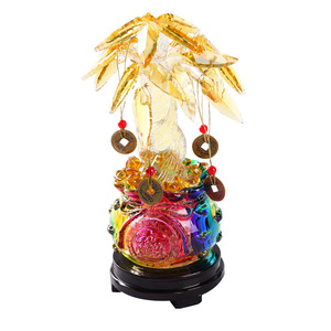 <b>Crystal</b> Money <b>Tree</b> Ornament Yellow With Colorful Base Home Decoration Gift - Product Image 5