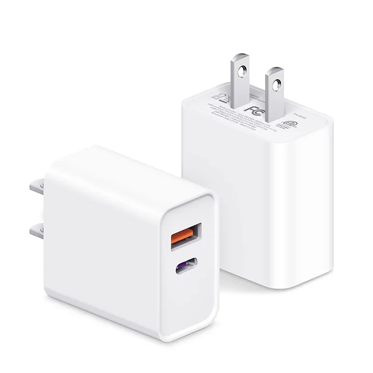 Factory price Dual Usb Port Adapter PD 20W USBC QC 3.0 Fast Charger EU US Plug Wall Charger A+C For phone