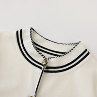 Nouvelle veste en tricot pour femme automne, bordure rayée, boutons dorés, avec poches, cardigan court amincissant à ouverture frontale 15a-4040