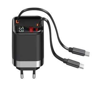 เครื่องชาร์จ Gan Pd65w ขนาดเล็กแบบพกพาสำหรับการเดินทางอุปกรณ์แสดงผลดิจิตอลอัจฉริยะเครื่องชาร์จ GAN 65W พร้อมสายยืดหดได้ - Product Image 1