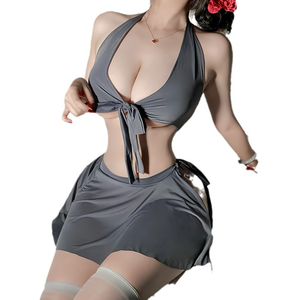 Maillot de bain sexy pour femme avec décolleté plongeant et dos nu, en tissu polyester, style tentation - Product Image 1