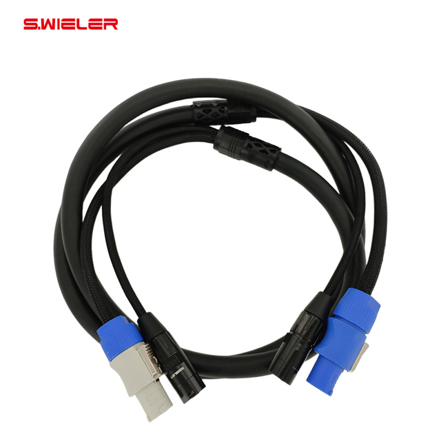 2m Stage Light Dmx Power Lighting Signal Control Cable 13awg 2.5mm Ethercon Cat 6 Hybrid Cable with Cat6 Rj45 Powercon Connector