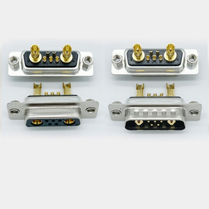 Conector D-<span class=keywords><strong>Sub</strong></span> de 7W2 para Montaje en Panel, Tuercas Remachadas, Cableado con <span class=keywords><strong>Copa</strong></span> de Soldadura, 10/<span class=keywords><strong>20</strong></span>/30/40A, Pines Macho y Hembra de 5+2 Chapados en Oro Mecanizado - Product Image 1