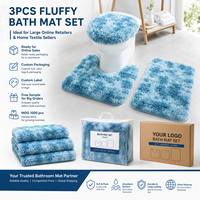 Ensemble de tapis de bain en polyester moelleux de luxe 3 pièces, tapis de salle de bain shaggy, couvre-couvercle de toilette en forme de U, antidérapant, pour usage hôtelier