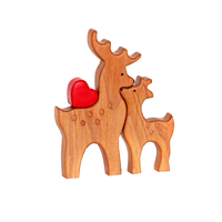 Puzzle en bois personnalisé Famille de cerfs - Père, Mère, Enfants - Ensemble 3 en 1 - Décoration d'intérieur