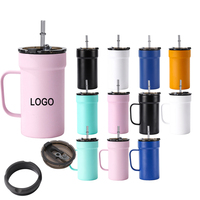 En stock, tasse à café en acier inoxydable sans BPA de 450 ml, gobelet isotherme sous vide, tasse à lait, café, thé avec poignée