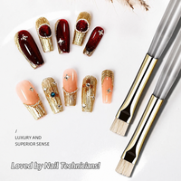 Ensemble de 3 pinceaux à ongles en acrylique dépoli avec logo personnalisé, multifonctionnels, pour liner, grader et estomper, pour manucure dégradée, salon et design DIY