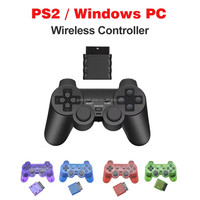 Manette de jeu sans fil transparente 2.4G Manette de contrôleur PS2 transparente avec moteur de vibration Mando Manette Joypad Compatible avec PC