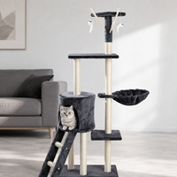 Arbre à chat multi-niveaux haut de gamme, écologique et durable, avec condo, hamac et poteaux à gratter en sisal pour chats d'intérieur |   Carton personnalisé