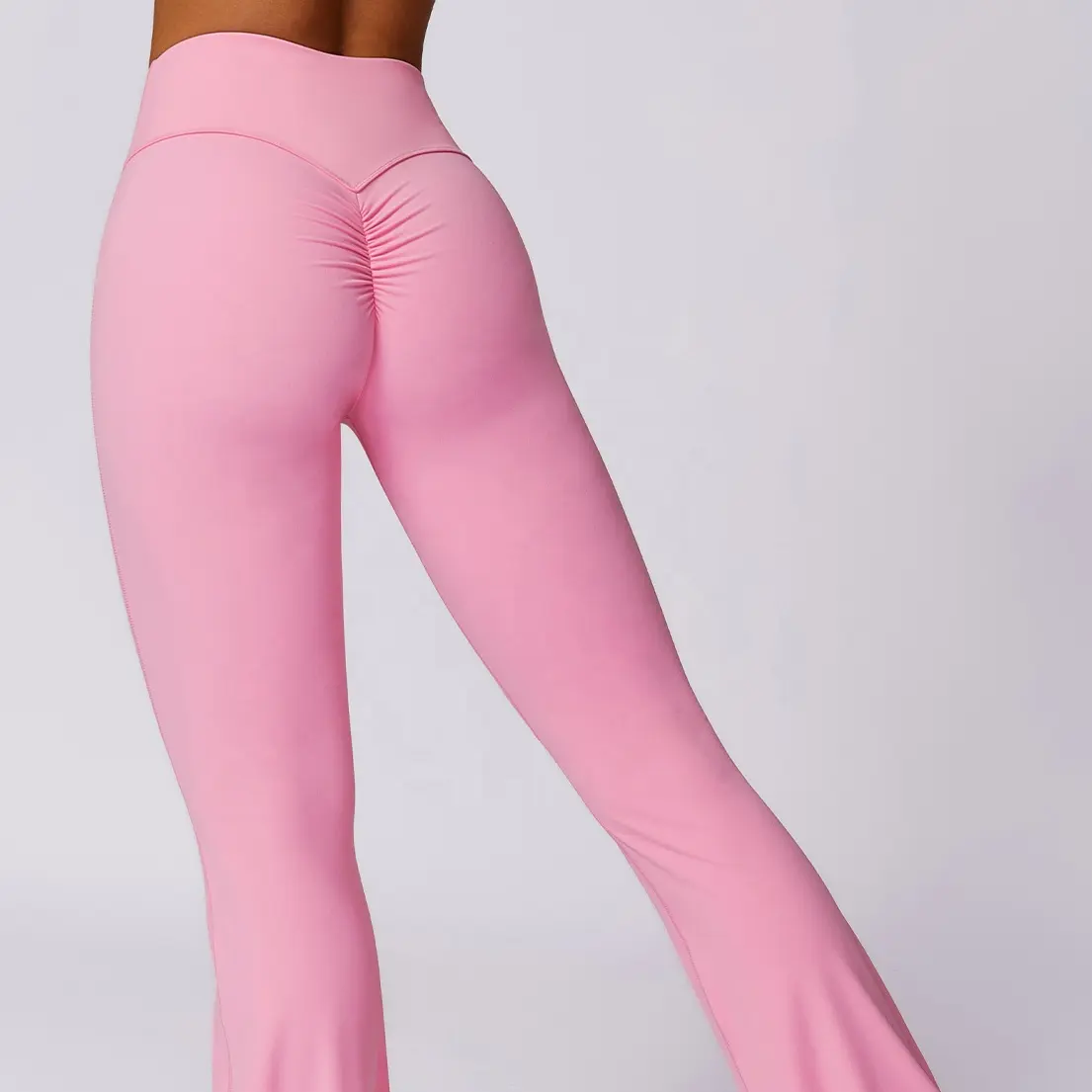 Collant yoga a gamba larga personalizzati di alta qualità per il tempo libero sport abbigliamento hip lift Yoga flare pantaloni sportivi casual di colore puro con rughe