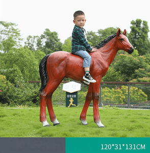 פסל דגם סוס לבן גדול מסיבי זכוכית, קישוט דשא חיצוני לבית - Product Image 3