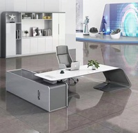 Bureau de maison en bois blanc brillant, bureau de direction, bureau OEO