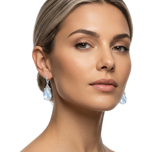 Moonstone <b>Dangle</b> <b>Earrings</b> Round Cut Diamond Look Fine Stud <b>Earrings</b> Elegant Jewelry Gift - Product Image 2