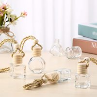 Diffuseur de parfum de voiture vide en verre avec bouchon en liège, 8 ml, réutilisable, à suspendre, pour savon liquide et tampons