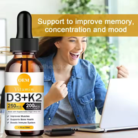 Ausreson OEM Gouttes liquides de Vitamine D3 K2 pour adultes – Soutien immunitaire et santé osseuse – Calcium, Magnésium, Zinc – Gouttes de Vitamine D3 K2 Bio