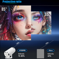 Projecteur Vidéo HY300 Pro 4K Wifi6 Android 11 pour Cinéma Maison, 260 ANSI, Double 720P, Portable avec Lampe LED BT5.0 pour Utilisation en Extérieur