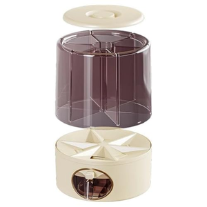 Rice <b>Barrel</b> Cereal Grain Dispensers 360° Rotating Home and Kitchen Clear Organization <b>Plastic</b> 6-Grid Dry Food Storage Containers - Product Image 2