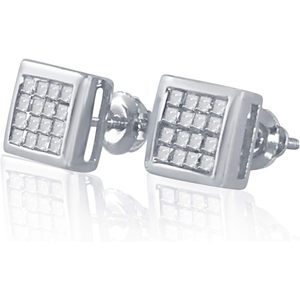 Pendientes de Diamantes con Corte Princesa Ornaatis, 0.35 Cttw, Oro Blanco de 14K, Color G-H, Claridad SI, Engaste Invisible, para Mujer - Product Image 2