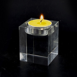 Cina fabbrica all'ingrosso 5x8cm K9 candeliere di cristallo trasparente portacandele cubo di cristallo per la decorazione domestica portacandele antico - Product Image 4