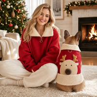 Vêtements de Noël personnalisés pour chiens, gilet en polaire sherpa 3D motif renne, harnais avec anneau en D, veste chaude d'hiver pour chiot, vente en gros, vêtements OEM