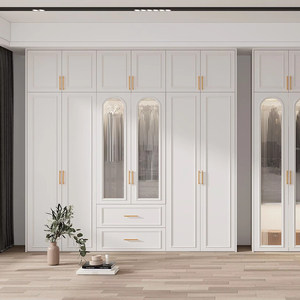 Mueble de Dormitorio Personalizable de Estilo Francés con Capacidad Ajustable, Gabinete de Pared Plano de MDF Resistente para Dormitorio de Hotel, Villa o Sala de Estar - Product Image 3