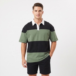 <span class=keywords><strong>Polo</strong></span> homme de haute qualité en coton pur, imprimé numérique, blocs de couleurs noir et vert, manches courtes, col blanc, logo personnalisé - Product Image 2