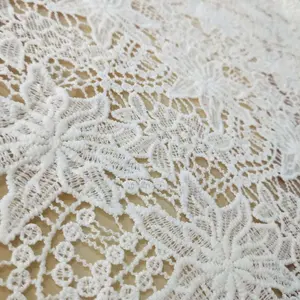 Custom Milk silk water-soluble allover 3d lace fabric embroidered fabrics clothing lace bed cover