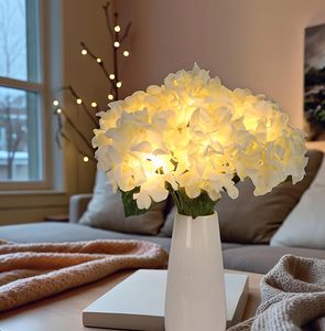 Bouquet d'hortensias artificiels avec lumière LED, fleurs artificielles pour la maison, le bureau, les fêtes, les mariages, les anniversaires - Product Image 4