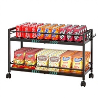 Chariot de rangement rectangulaire à roulettes extensible à 2 niveaux, en métal réglable, pour micro-ondes et armoire