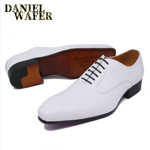 Zapatos Oxford Blancos de Primera Calidad, Cuero Genuino, Hechos a Mano, Gran Venta, Zapatos Formales de Vestir para Hombre de Negocios - Product Image 2