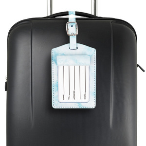 Etiquette à bagage en cuir PU durable à texture marbrée, logo personnalisé, étiquette d'embarquement, étiquette d'identité de voyage peinte sur le bord, cadeau d'affaires - Product Image 6