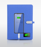 Carnet intelligent en cuir PU avec logo personnalisé, chargeur sans fil, batterie externe rechargeable, organiseur, clé USB et fermeture magnétique