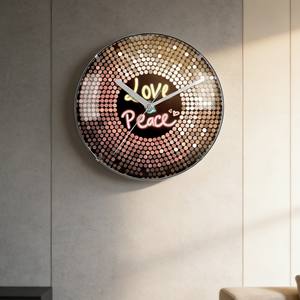 Reloj de Pared Abstracto de Vidrio Convexo Morado de 14 Pulgadas, Elegante y Estético, Ideal para Salas de Entretenimiento, Discotecas o Arcades con Iluminación de Neón - Product Image 2