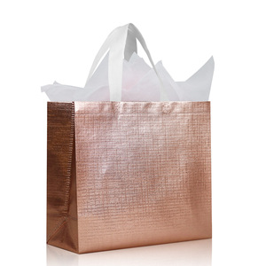 Non Woven Custom Logo Coated Gift Bags 32x28x10 Cm with White Handles for Wedding Party Promotions Eco Friendly Reusable - Product Image 5
