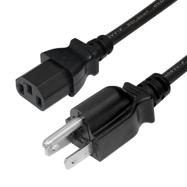 NEMA 5-15P to C13 Power Cord 18AWG 3 Prong 125V 10A Us Listed 6FT US Computer Power Cable