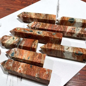 Torre di Cristallo Curativo all'Ingrosso Sharing Crystal: Punte di Cristallo Naturale con <span class=keywords><strong>Pietra</strong></span> Solare Dorata e Apatite <span class=keywords><strong>Blu</strong></span> per Decorazione - Product Image 2