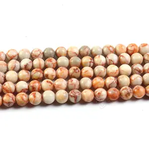 Natural Round Polished Pink Web Picasso Jasper Beads Bead Strand for Jewelry Making 4mm 6mm 8mm 10mm 12mm