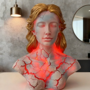 Figura de Resina Blazing Maiden, Busto de Chica Llama Carmesí, Adorno Decorativo - Product Image 4