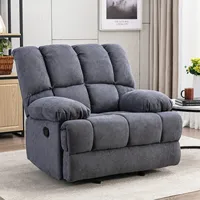Fauteuil inclinable manuel Sans avec cadre en bois moderne, tissu en microfibre, un siège, pivotant, avec massage des pieds