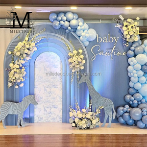 MILE Nouveaux décors muraux en acrylique PVC, décoration de <span class=keywords><strong>jungle</strong></span>, accessoires girafe, bleu, fond en 3D, support de fond, arche de mariage - Product Image 1