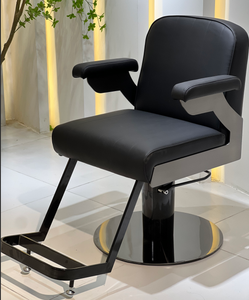 Silla de Barbero Hidráulica Negra de Acero de Tungsteno de Alta Resistencia, Silla de Estilismo para Salón de Belleza - Product Image 1