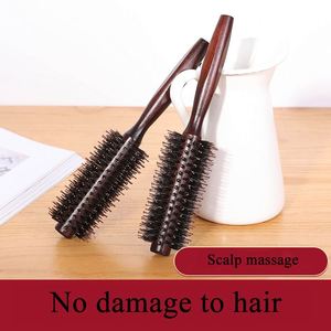 Cepillo desenredante de cerdas de nailon de alta calidad con mango de madera, cepillo redondo para peinar cabello rizado - Product Image 4
