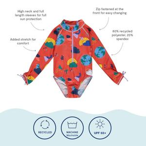 Traje de Baño con Protección UV y Diseño Personalizado 2024, Shorts de Baño, Sombrero para el Sol, Traje de Baño Rojo para Niña - Product Image 2