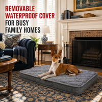 Housse Imperméable pour Matelas Orthopédique pour Chien, Gris, Matelassé, Amovible, Lavable, Ajusté, pour Salons Familiaux