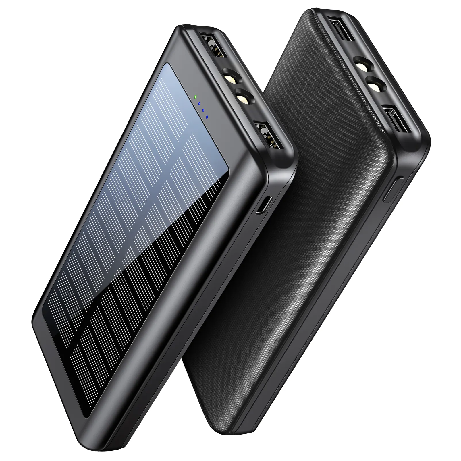Crazy Hot in Germany UK Italy Amazon Slim Solar Charger Dual Torch Solar Powerbank 30000 mAh External Battery