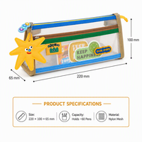 Étui à crayons transparent avec fermeture éclair, pochette à crayons, sac de papeterie, trousse à cosmétiques pour les élèves, vente en gros