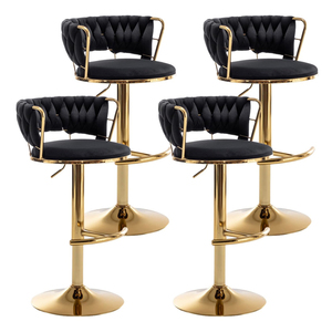 Màu be vàng Phân Bộ của 4 truy cập chiều cao thanh phân với thấp trở lại xoay PU da thanh phân cho nhà bếp đảo <span class=keywords><strong>bar</strong></span> quán rượu - Product Image 4