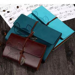 PU Color A6 Leather Notebook <b>Leaves</b> Restoring Ancient Ways Notepad Japan and South Korea Stationery Gift - Product Image 3